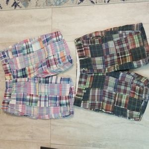 J Crew 2 pair Womens Madras Shorts size 2 Bermuda Plaid Patchwork